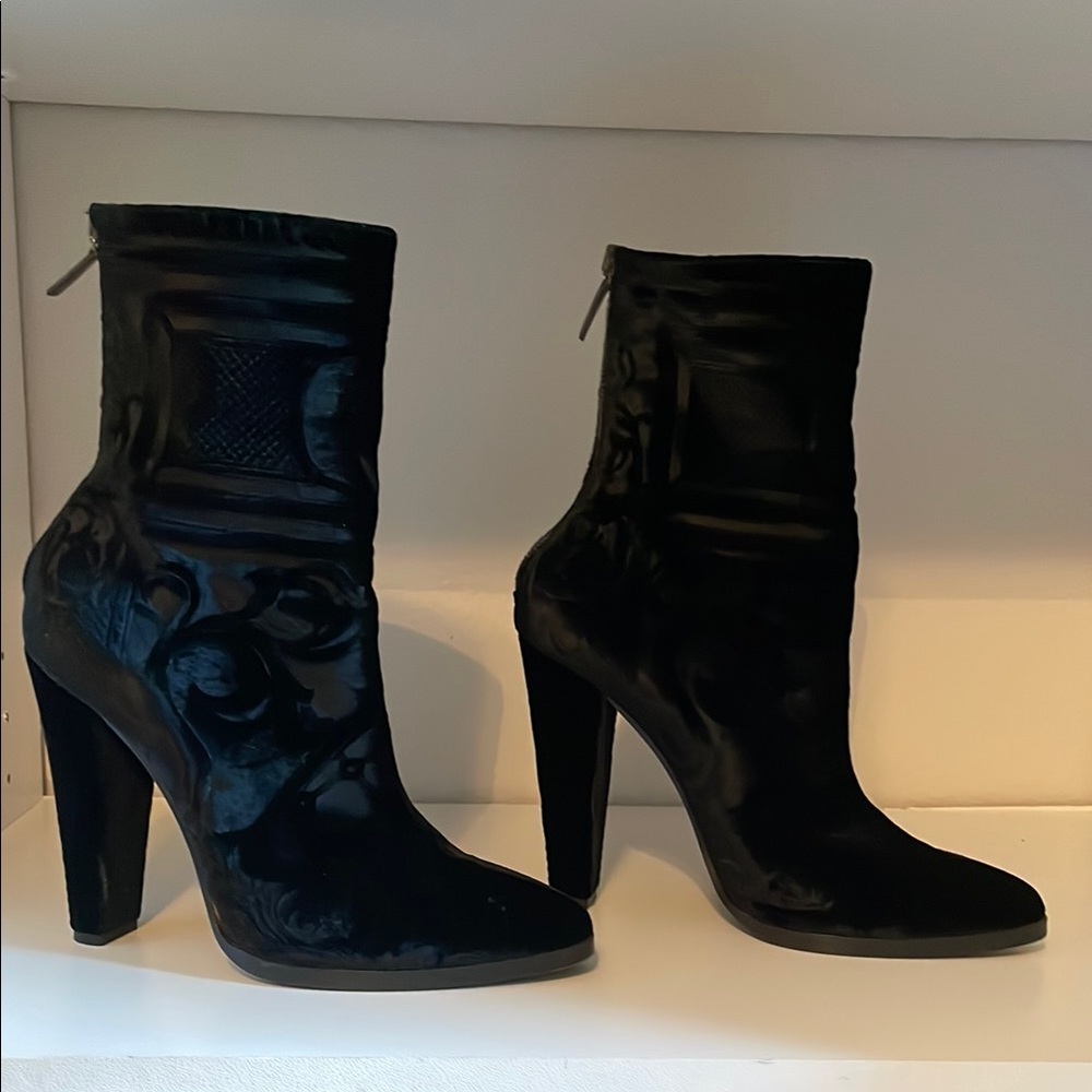 Authentic BALMAIN Baroque Black Velvet Vintage Women's Boots